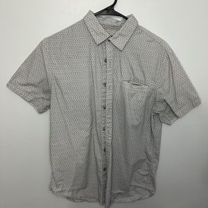 Structure Shirt Mens Medium Gray Modern Fit Button Up Short Sleeve Geometric VGC